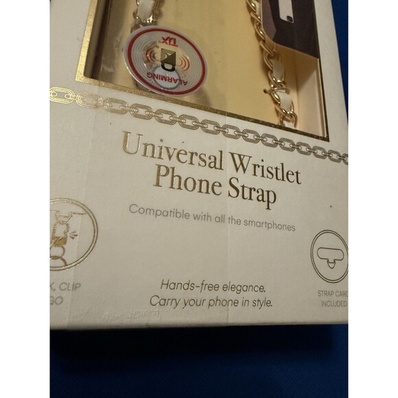 Artikl Wristlet Phone Strap White 11.8" Gold Compatible W/all The Smartphones - Picture 5 of 8